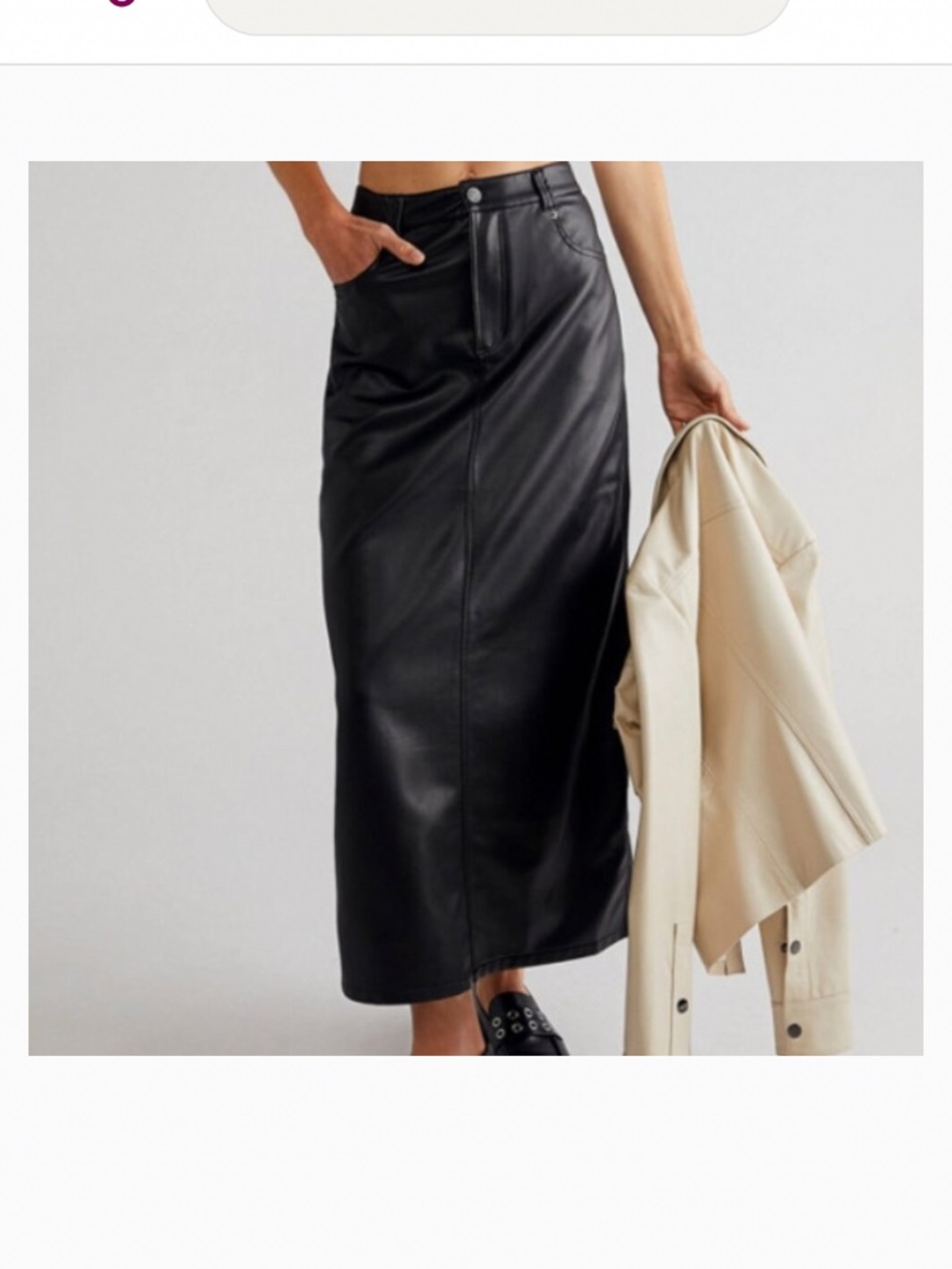 Free People $128 City Slicker Size 2 Black Soft Vegan Leather Maxi Skirt